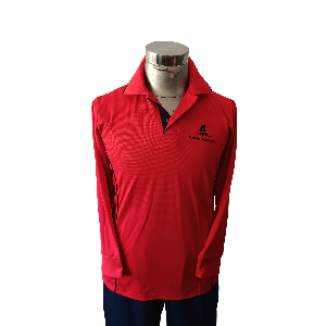 L/S Taroona High Polo - Red/Navy Piping